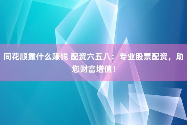 同花顺靠什么赚钱 配资六五八：专业股票配资，助您财富增值！